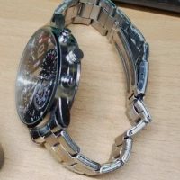 Кварцов часовник с гривна от неръждаема стомана, подарък за него, снимка 4 - Мъжки - 44581585