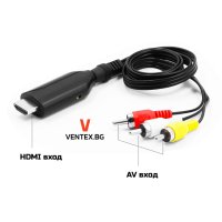 HDMI към RCA/AV 3 чинча кабел FULL HD чинчове конвертор + Гаранция, снимка 4 - Кабели и адаптери - 41097652