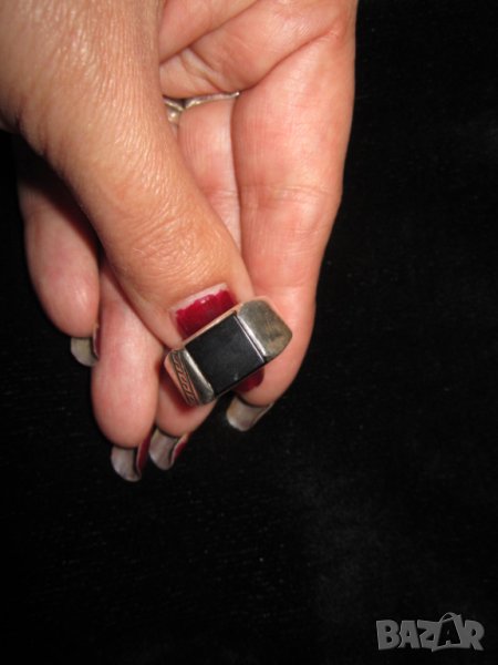 Мъжки сребърен пръстен с оникс, снимка 1