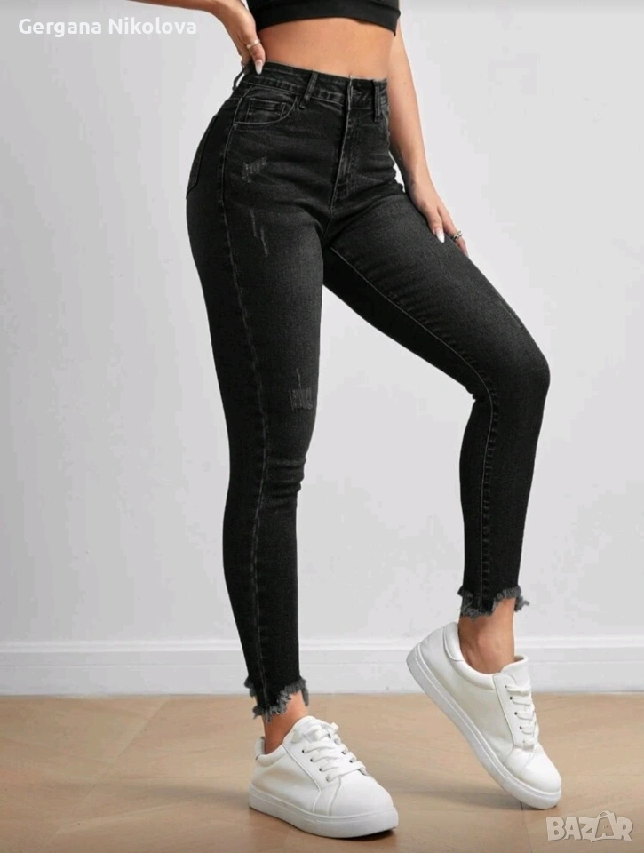 Дамско черно дънки, снимка 1