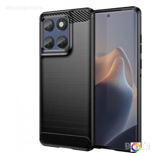 Motorola Edge 60 Fusion Удароустойчив Carbon Fiber Калъф и Протектор, снимка 1