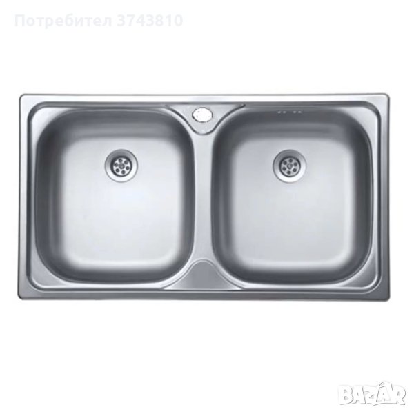 Двойна мивка за кухня от алпака с хром покритие *Размери: 435 х 860 х 110мм, снимка 1