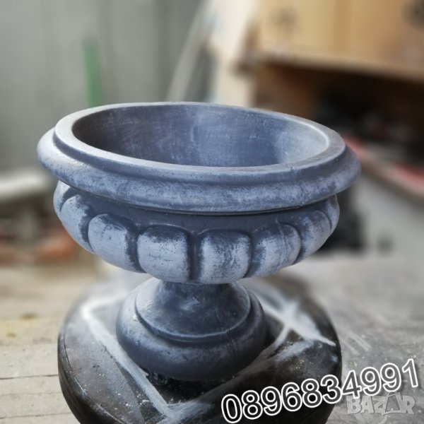 Кашпа Саксия от бетон - сив цвят, снимка 1