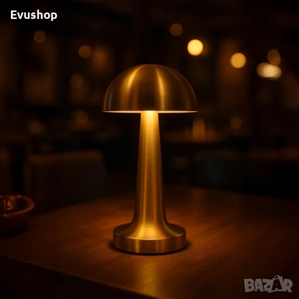  Antique Gold – Лампа със сензор за допир/метална/, 3 степени светлина, с акумулаторна батерия , снимка 1