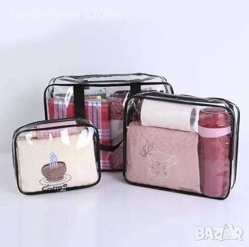 Прозрачна козметична чанта-3 в 1, снимка 1