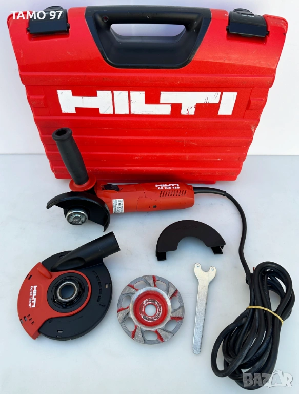 Hilti AG 125-13 - Мощен ъглошлайф 1300W и приставка за шлайфане като нов!, снимка 1