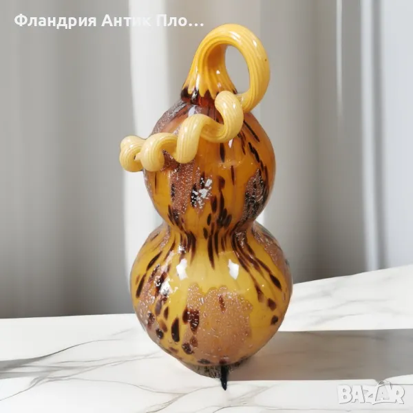 Тиква от арт стъкло - жълта , снимка 1