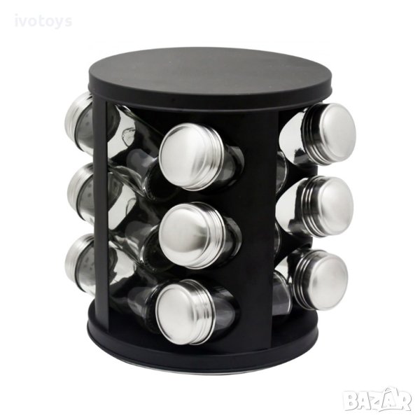Бурканчета за подправки на стойка ZEPHYR ZP 1217 CR12, 12 бр. бурканчета, 3 нива, Въртяща се основа, снимка 1
