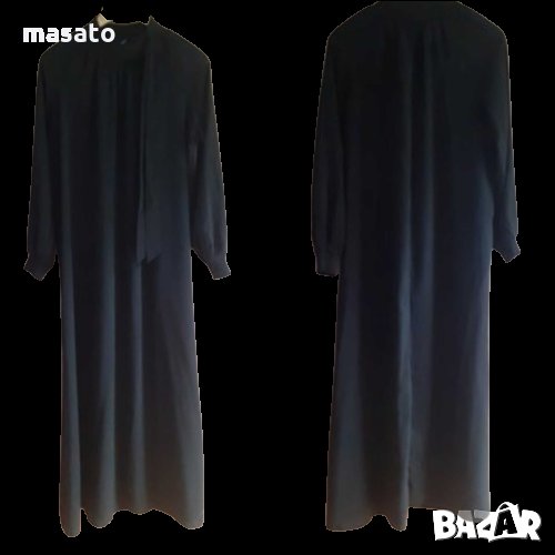 черна дълга рокля с панделка, снимка 1