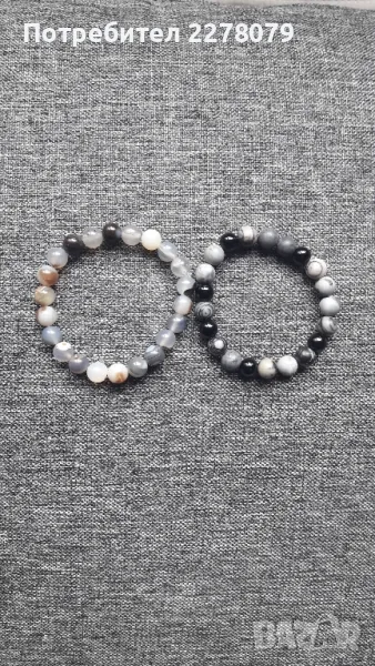 Гривни от лабрадорит, оникс и ивичест ахат - ръчна изработка, снимка 1
