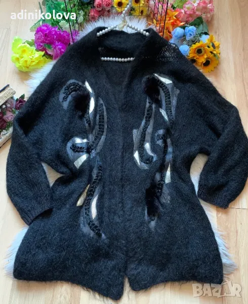 Черна пухкава жилетка, снимка 1