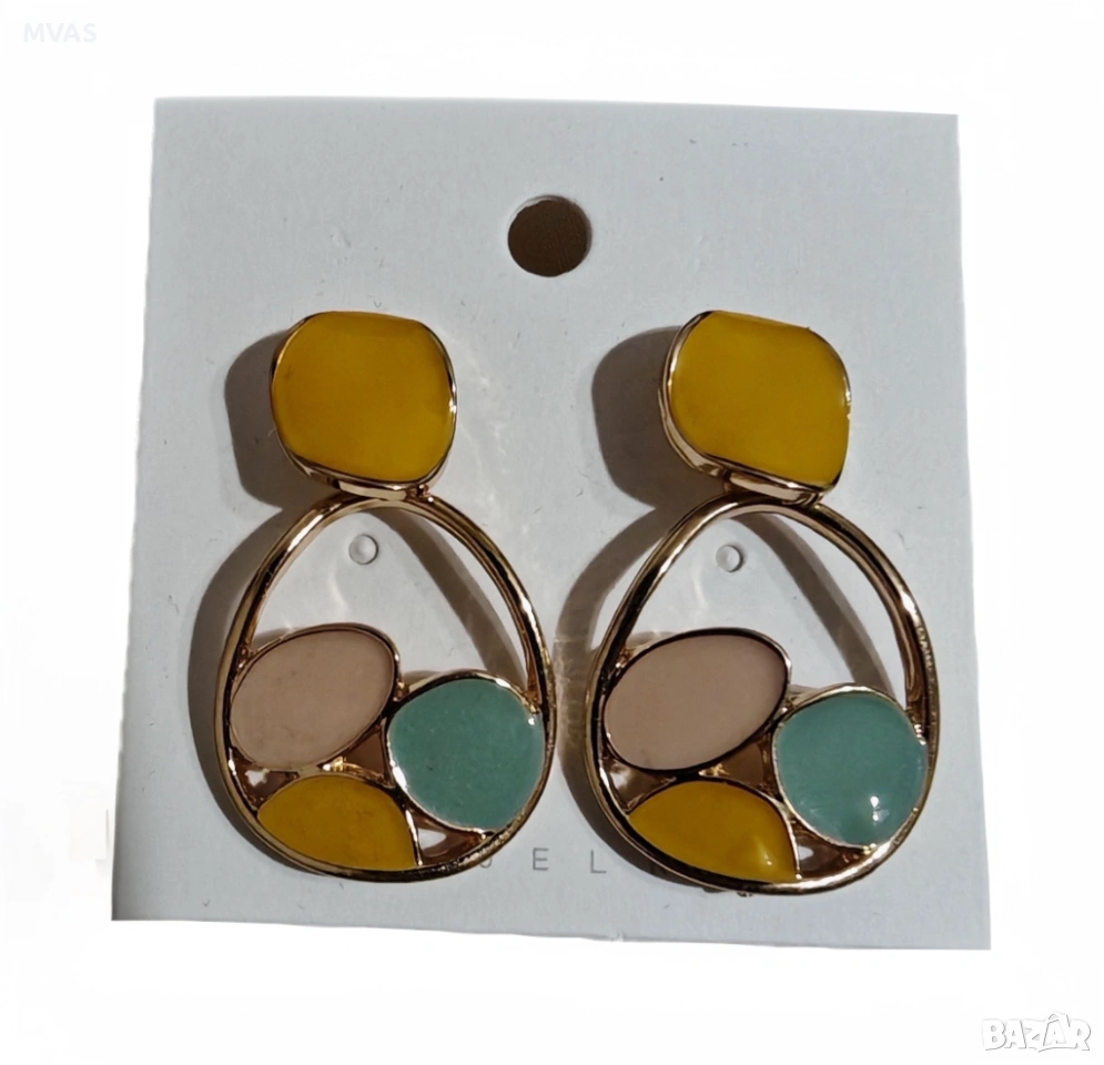 Нови големи дамски златисти цветни обеци , снимка 1