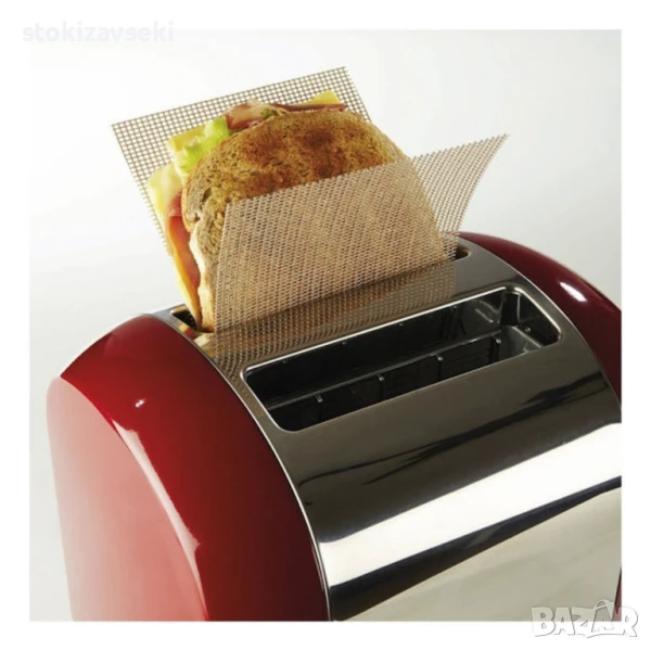 Мрежа за тостер, за сандвич 2бр. NoStik, 14x34см., до 260°, кафяв, в плик, снимка 1