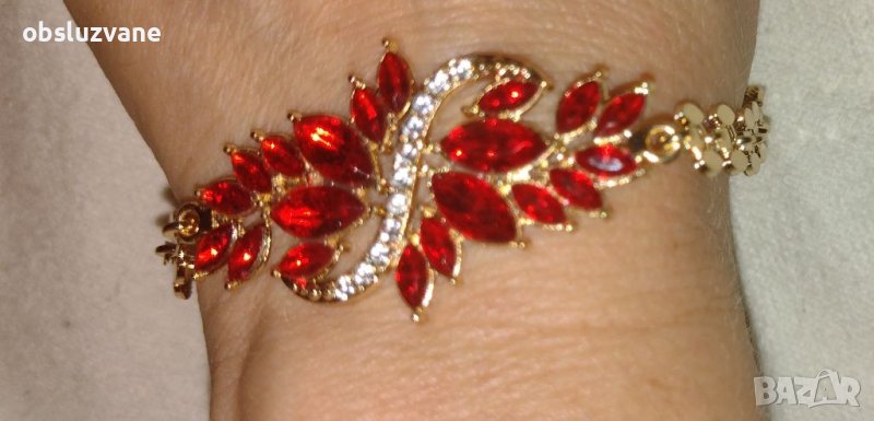 Лукс гривна в червено и бяло, снимка 1