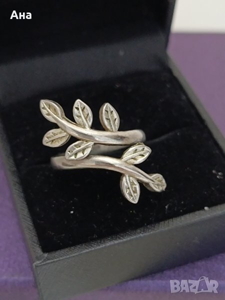 Красив сребърен пръстен с листа #СЖ9, снимка 1