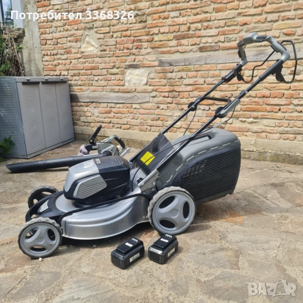 Акумулаторна косачка Mr.Gardener + листосъбирач, снимка 1