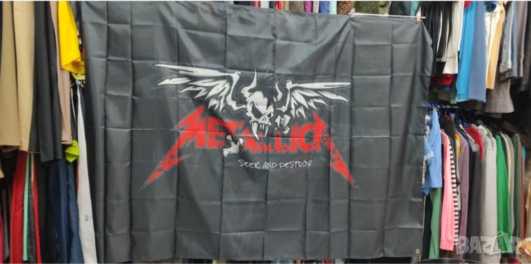 SEEK and DESTROY Metallica Flag- интериорен транспарант, снимка 1