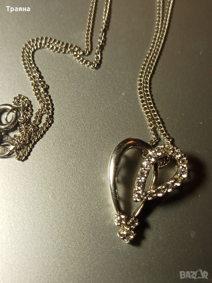 Чисто нов дамски стилен медальон с висулка сърце , снимка 1