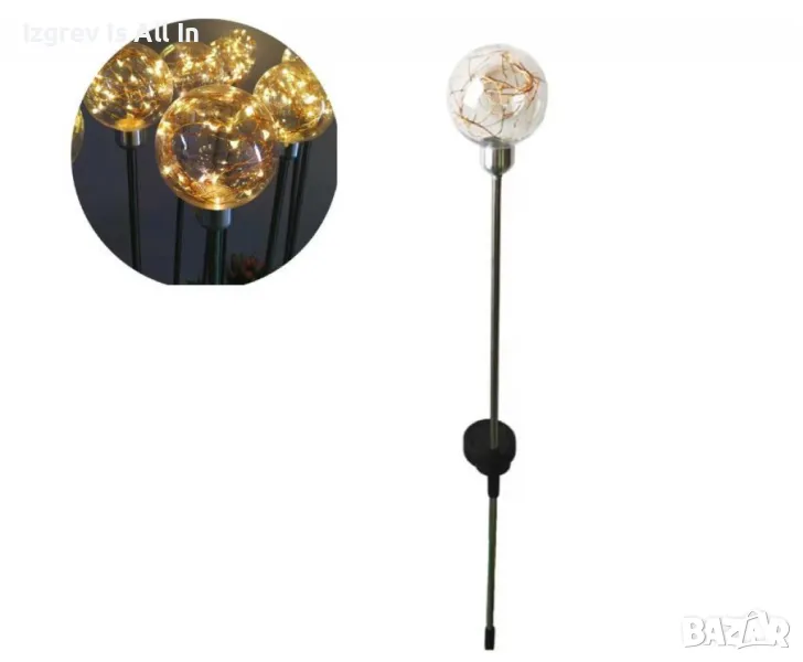 Соларни лампи сферичен LED, IP66, време за разреждане над 8ч, снимка 1