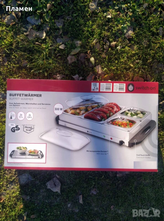 Уред за загряване на храна бюфет топла витрина бен мари 300W 4 к-ра, снимка 1