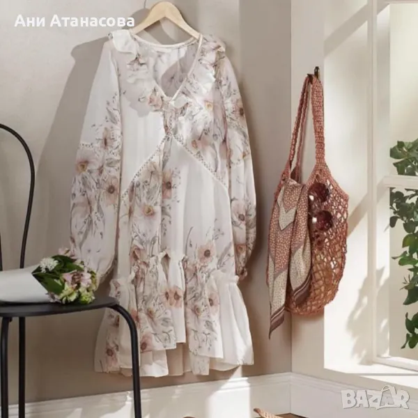 Прекрасна рокля с  флорален принт  , снимка 1