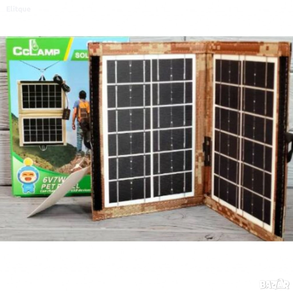 Преносим соларен панел CCLAMP CL-670, USB зареждане, 7.2W, сгъваем, снимка 1