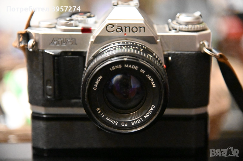 Canon AV1+Canon 50/1.8+батериен грип, снимка 1