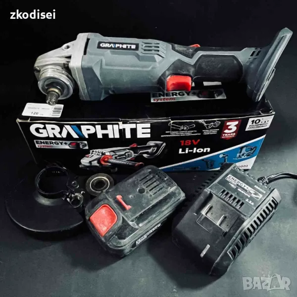 Акумулаторен ъглошлайф GRAPHITE - 58G003, снимка 1
