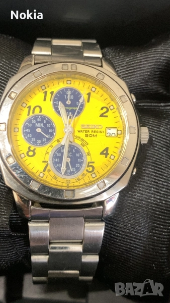 Seiko  Chronograph Quartz Men's Watch Yellow, снимка 1