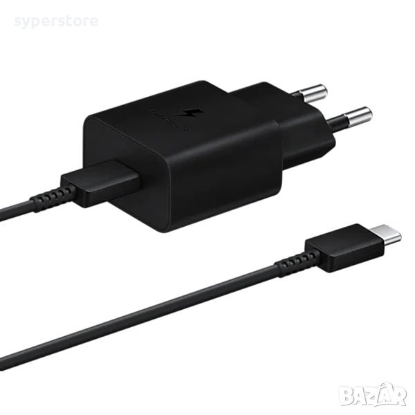 Адаптер + Кабел USB-C Charger, 15W Samsung + Type C Cable, Black SS300961, снимка 1
