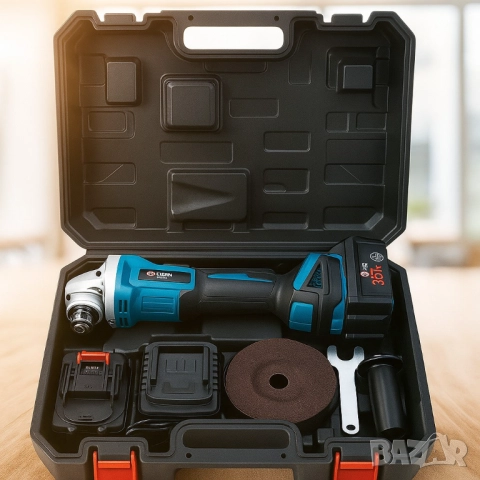 Акумулаторен безчетков ъглошлайф IF Tools AG03 – 36V, 2×4.0Ah батерии, комплект в куфар, снимка 2 - Друга електроника - 51852326