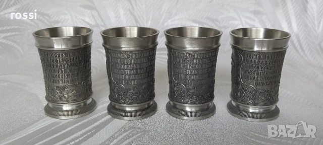 Vintage. Нов немски калаен сервиз за ракия, мотив "Lindenwirtin", снимка 9 - Антикварни и старинни предмети - 51571564