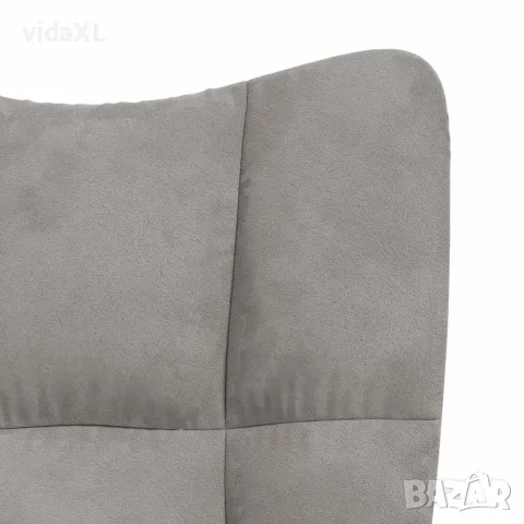 vidaXL Люлеещ се стол с табуретка, светлосив, кадифе, снимка 10 - Столове - 56146944