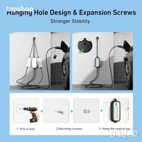 EVJUICION Кабел за зареждане на електрически автомобили тип 2 към 3-пинов щепсел 8M, 10A 3-пинов ..., снимка 8 - Аксесоари и консумативи - 52694469