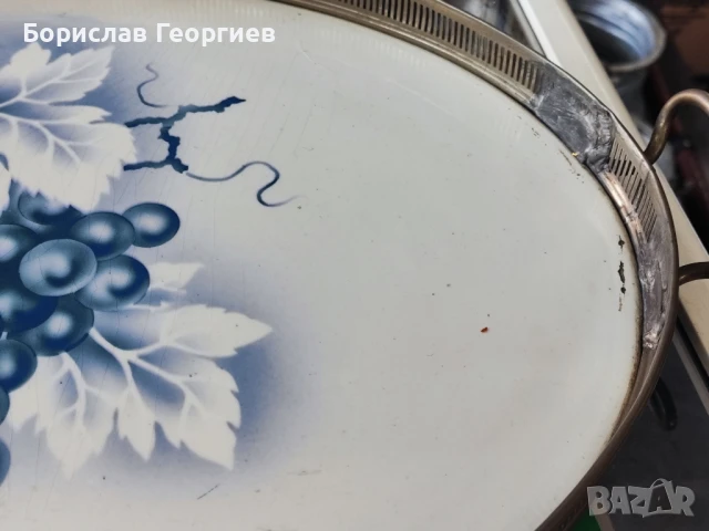 Стар порцеланов поднос , снимка 4 - Антикварни и старинни предмети - 51193273