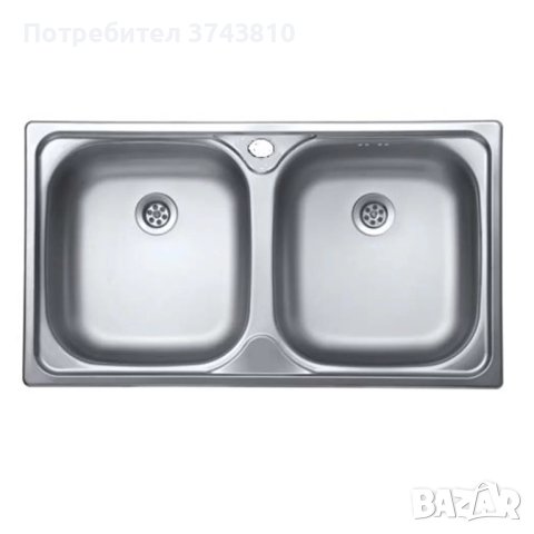Двойна мивка за кухня от алпака с хром покритие *Размери: 435 х 860 х 110мм, снимка 1 - Мивки - 44446562