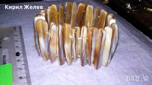 ПРЕКРАСНА СЕДЕФЕНА ХЕНД МЕЙД ЛЯТНА ФЕШЪН АРТ ГРИВНА НАТУРАЛЕН КРАЛСКИ СЕДЕФ РАЗТЕГЛИВА 26938, снимка 4 - Гривни - 39062314