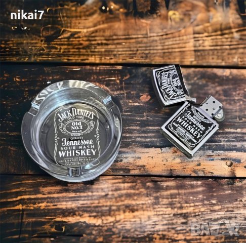 подаръчен комплект запалка+пепелник Jack Daniels закалено стъкло, снимка 3 - Подаръци за юбилей - 42062244