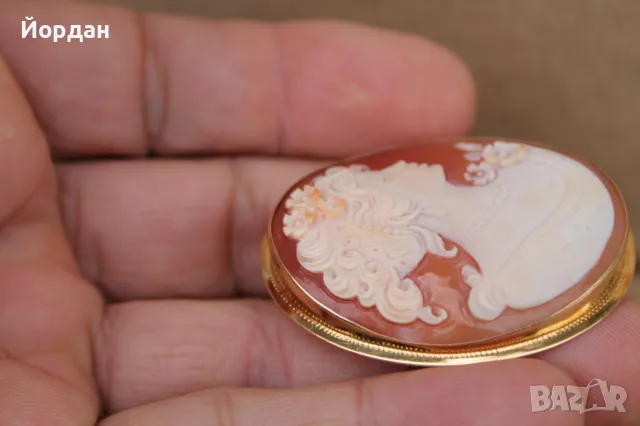 Изящна брошка с камея и златен обков, снимка 16 - Други стоки за дома - 49753837