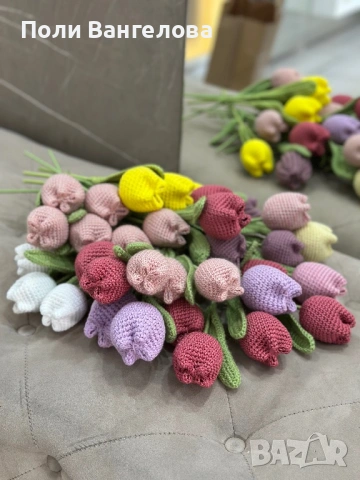 Плетени цветя, снимка 5 - Изкуствени цветя - 53274600