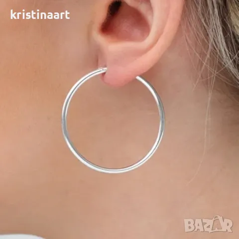 Сребърни обеци халки с размер 50,00мм