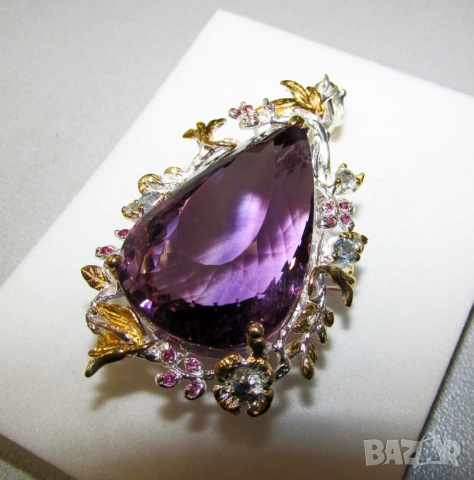 Аметист 65x34x21, 80 карата, тегло 29.9 гр., снимка 4 - Колиета, медальони, синджири - 53723749