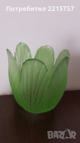 Стъклен свещник, за дебела свещ+стъклена кутия., снимка 2 - Декорация за дома - 41670893