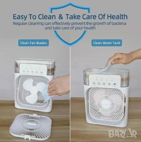 Мини Вентилатор Климатик с Водна Мъгла Безшумен Преносим Климатик за Охлаждане за Дома Офиса Къмпинг, снимка 9 - Климатици - 53807456