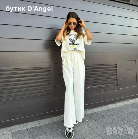 Панталон с широк крачол в бял цвят, снимка 2 - Панталони - 49630745