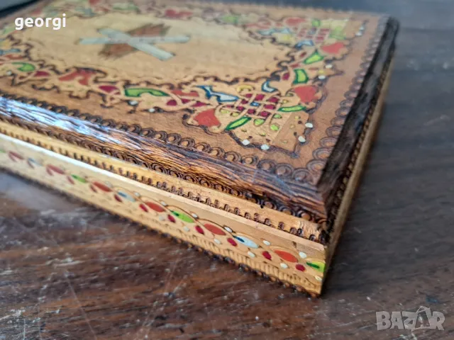 ретро дървена кутия за цигари цигаретник  19/3, снимка 2 - Антикварни и старинни предмети - 49111379