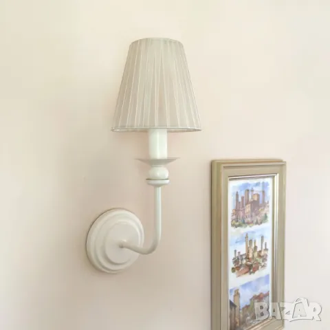 Модерен метален аплик тип свещ и с текстилна шапка - класическа стенна лампа, снимка 5 - Лампи за стена - 47425863