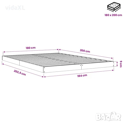 vidaXL Рамка за легло, масивен бор, 180x200 см, Super King, снимка 8 - Спални и легла - 56147948