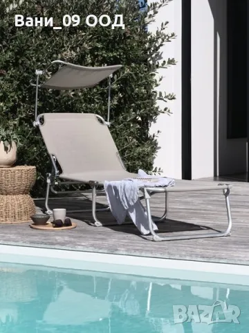 Сгъваем шезлонг със сенник , снимка 2 - Градински мебели, декорация  - 50232228