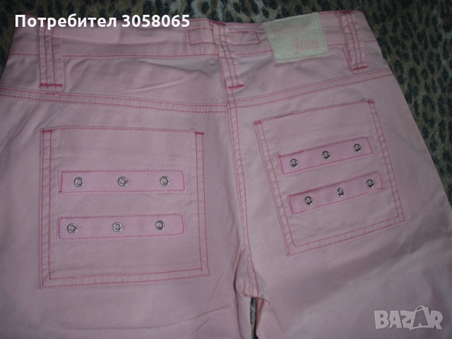 Розов втален панталон от памук тип 3/4, снимка 2 - Дънки - 36112768